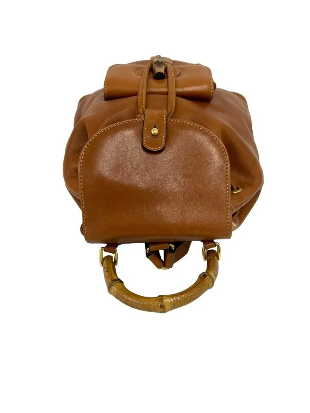 Gucci Vintage Bamboo Leather Backpack Brown
